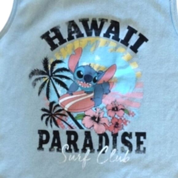 DISNEY STITCH Hawaii Paradise Surf Club Ribbed Crop Tank Top Medium - Picture 2 of 9